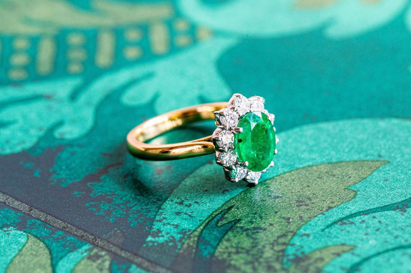 1.98ct Emerald and Diamond ring in yellow gold