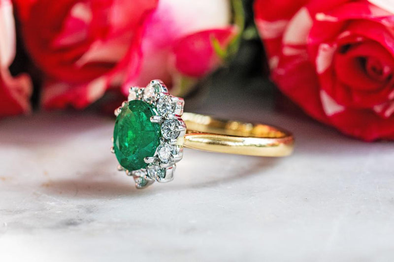 1.98ct Emerald and Diamond ring in yellow gold