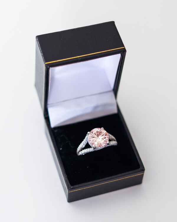 Pink Lab Diamond with Pave Basket