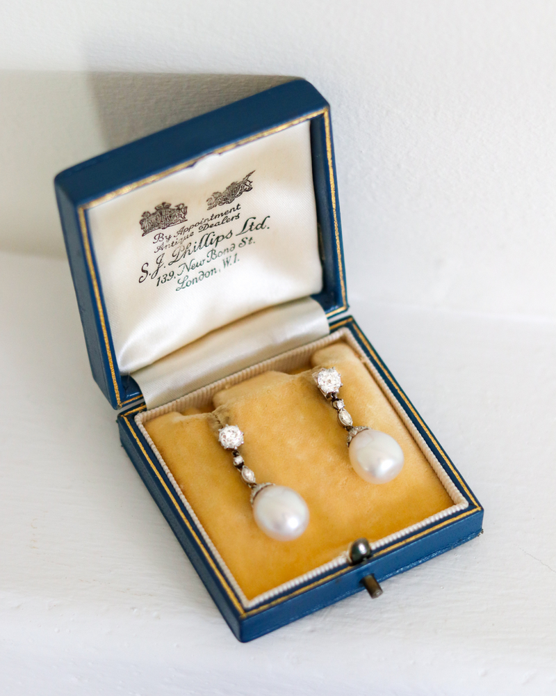 Vintage Diamond and Pearl Earrings