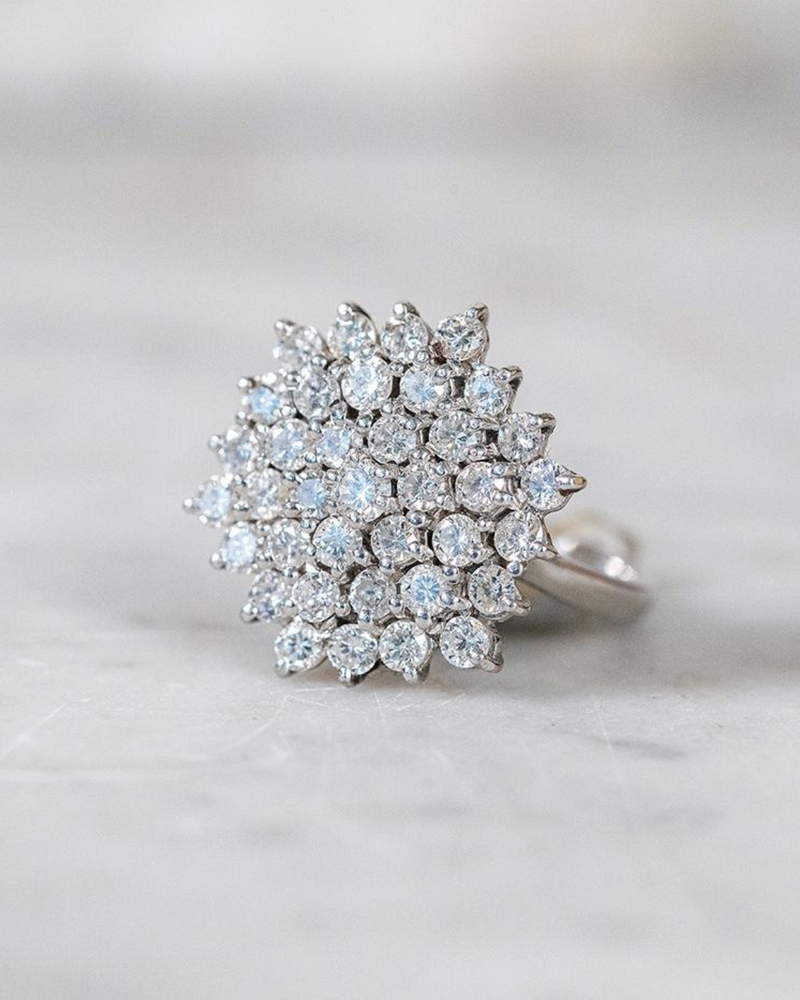 Diamond Hexagon Cluster Ring