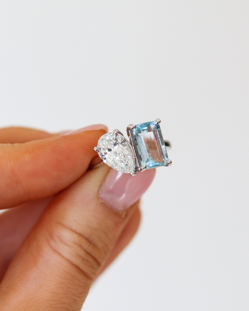 Aqua & Diamond Ring