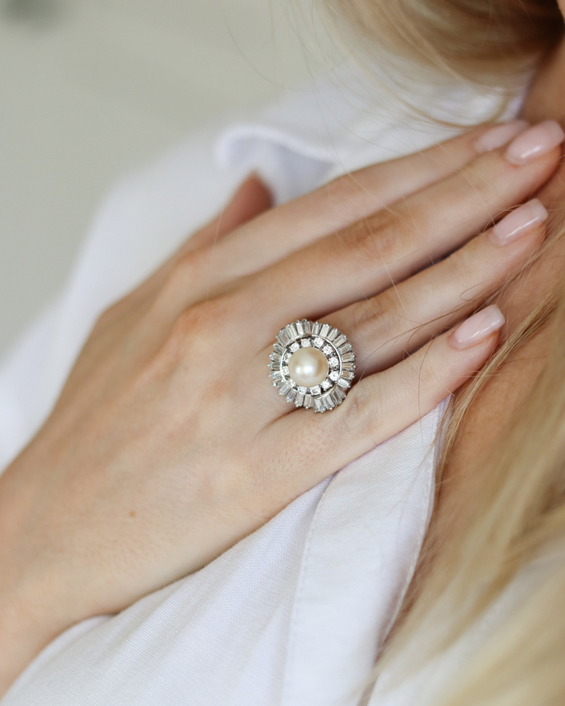 1950’s Pearl and Diamond Cocktail Ring