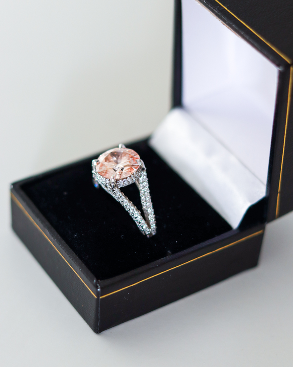 Pink Lab Diamond with Pave Basket