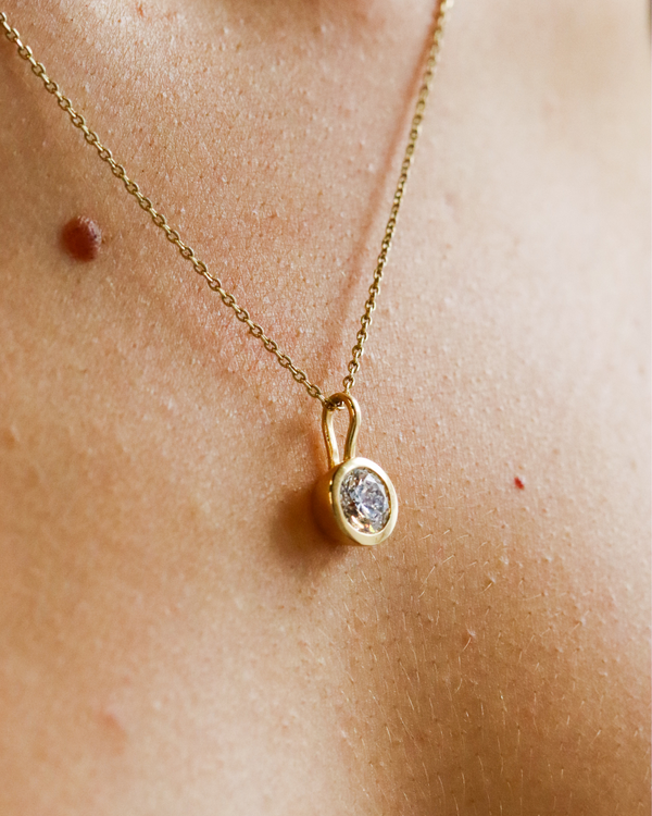 Lab diamond nugget Necklace on ball chain