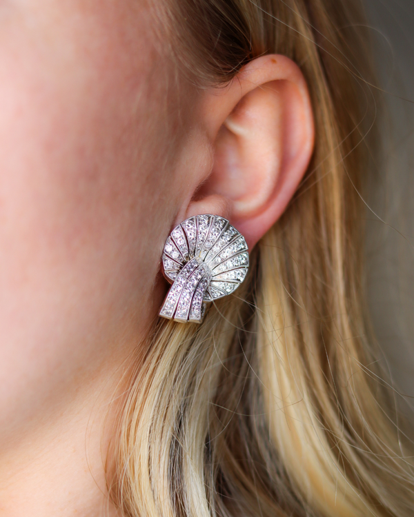 Art Deco Diamond Fan Earrings