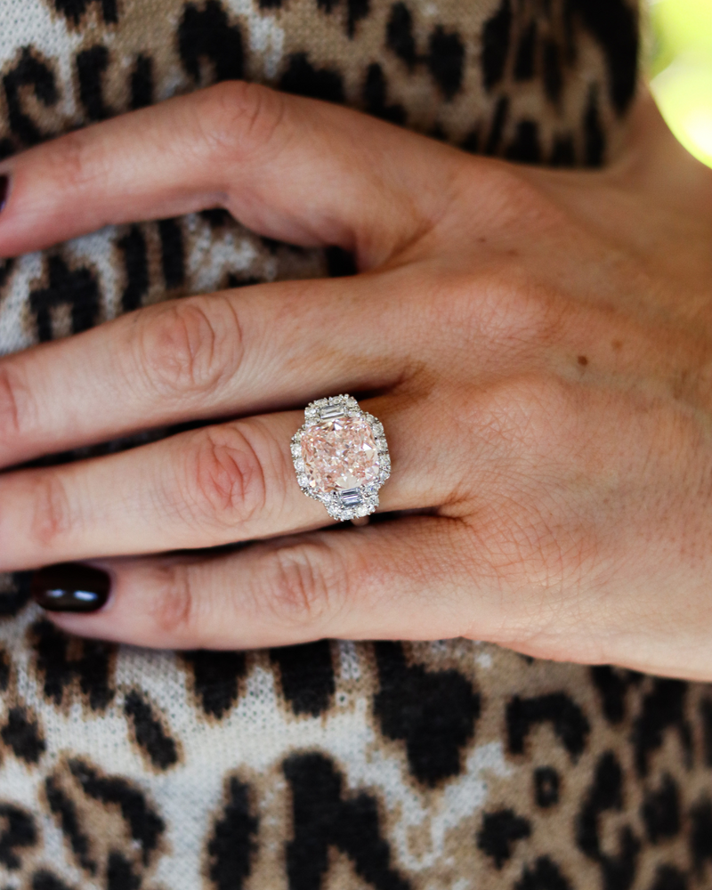 Pink Lab Diamond Ring with Mined Diamond