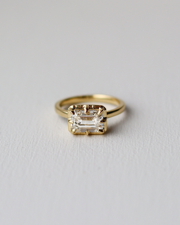 East/West Lab Diamond Emerald Cut Ring