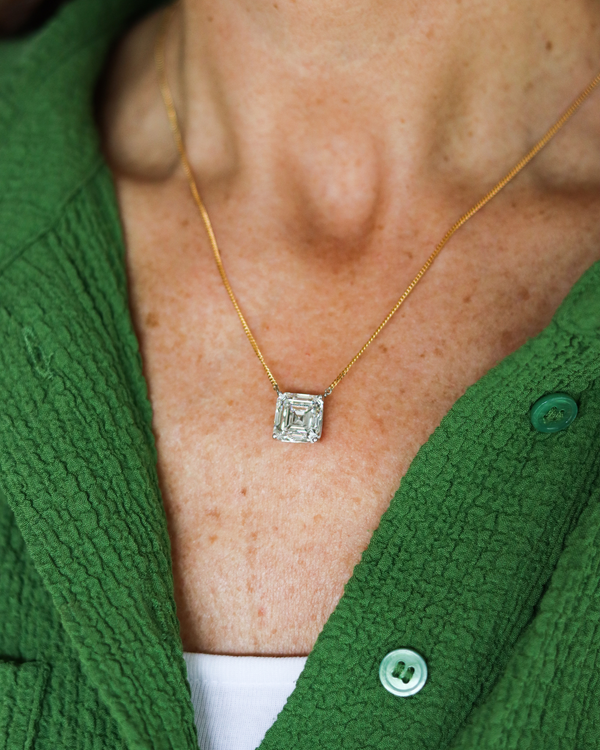 Lab Diamond Ascher Cut Pendant