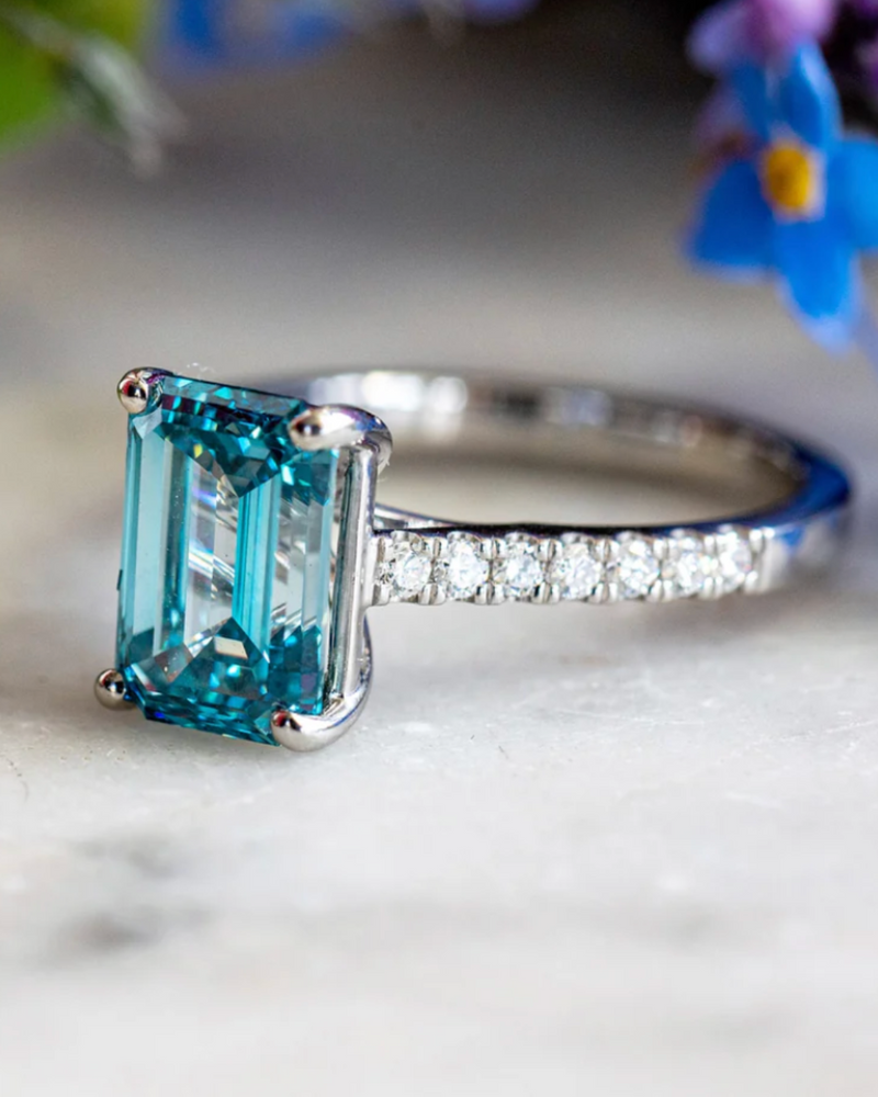 Vivid Blue Lab Diamond ring