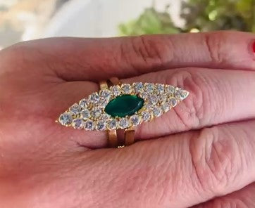 Emerald and Diamond Marquise shape ring