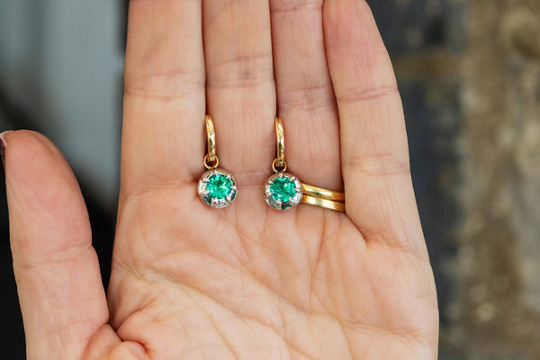 Stellar Gypset 3ct Lab Emerald Earrings in Gold