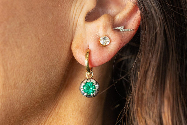 Stellar Gypset 4ct Lab Emerald Earrings in Gold