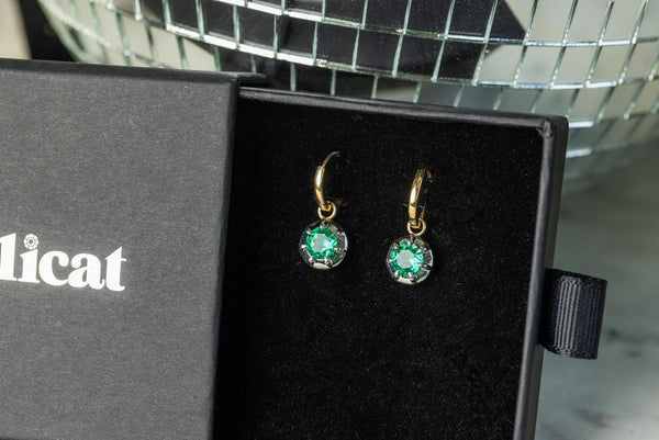 Stellar Gypset 4ct Lab Emerald Earrings in Gold
