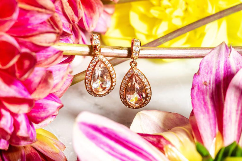 Morganite & Diamond earrings set in 18ct Rose Gold