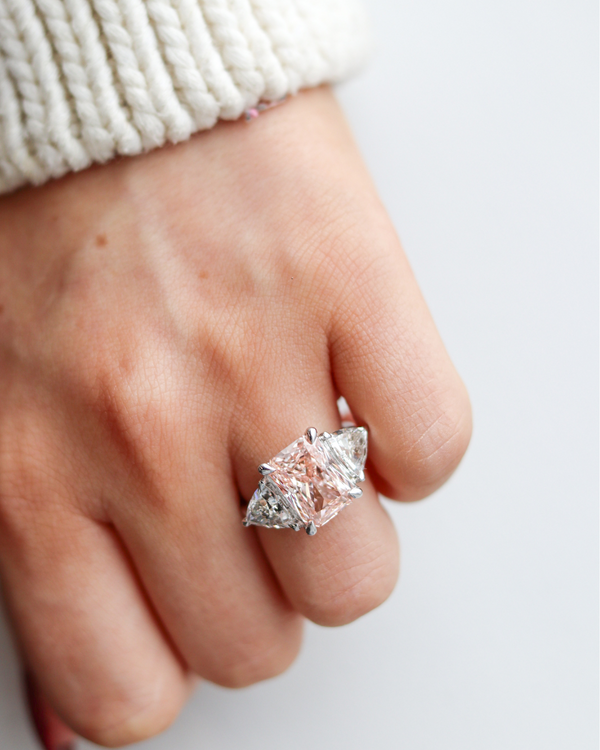 Pink Lab Diamond Trilogy Ring