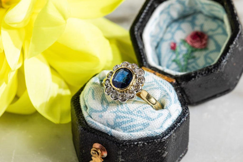 Sapphire & Diamond ring set in Yellow & White gold