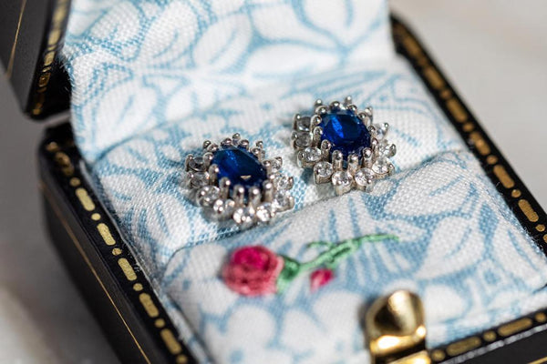 Sapphire & Diamond earrings set in white gold