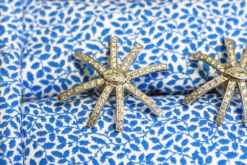 Diamond Starfish Earrings set in White Gold