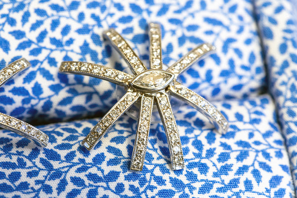 Diamond Starfish Earrings set in White Gold