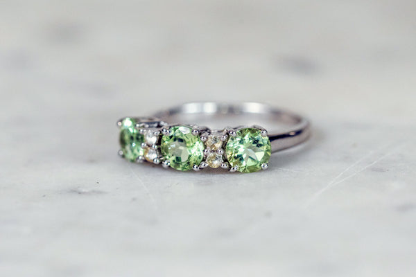 Green Apatite Ring set in Silver