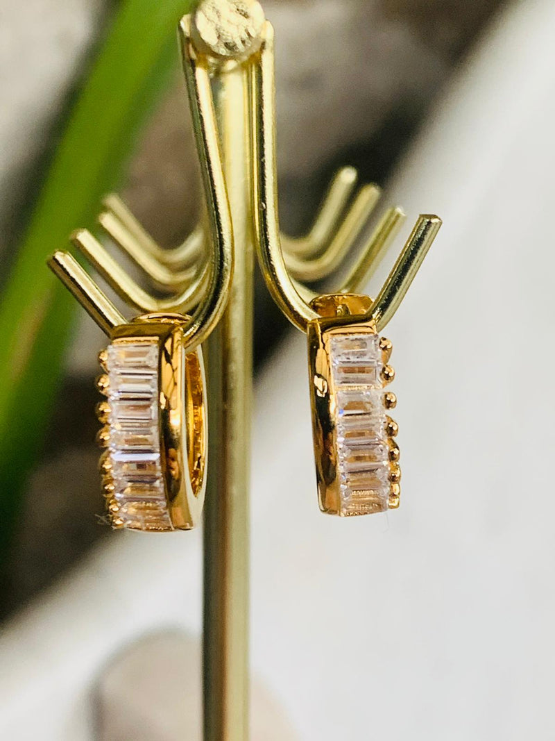 Gold plated baguette style earrings