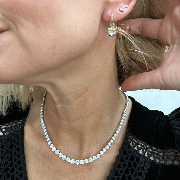 Lab Grown 15.00 Cttw. White Gold Diamond Tennis Necklace – Padis Jewelry